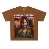 Film Star T Shirt Vintage American Street Printed round Neck T-shirt for Men and Women