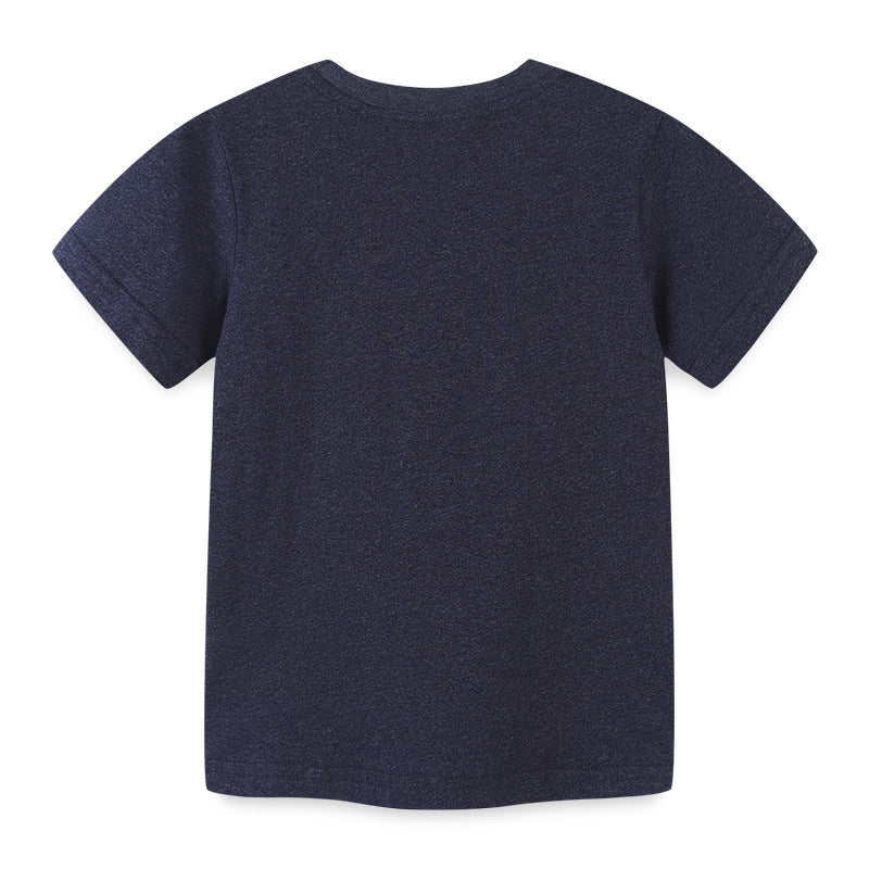 Boy T Shirt Summer New Boys' Short-Sleeved T-shirt Knitted Cotton round Neck Children T-shirt