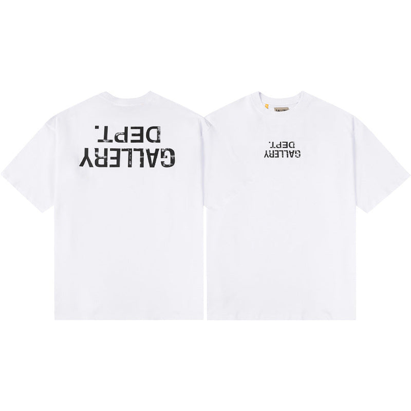 Gallery Dept T-Shirt Hand Painted Ink Splashing Alphabet Washed Retro Short Sleeve T-Shirt