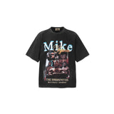Mens T-shirts Mike Tyson Boxing Fighting BIG FACE Printed Washed Old Short Sleeves