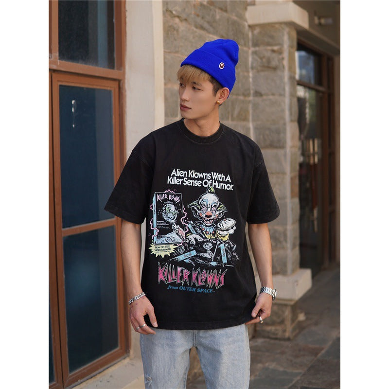 Basket Ball Star T Shirt Cotton Short Sleeve Loose American Retro T-shirt for Men and Women