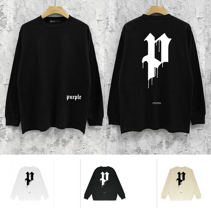Purple Brand Long Sleeve T-Shirt Fashion Loose Long Sleeve Top