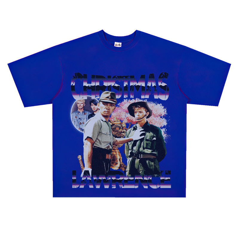 Film Star T Shirt Happy Christmas on the Battlefield Loose Retro Street Cotton T-shirt