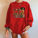 Christmas letter y2k ndy printed sweatshirt round neck casua