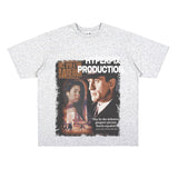 Film Star T Shirt Trendy Cotton Short Sleeve Loose round Neck American Retro T-shirt for Men