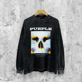 Purple Brand Distressed Long Sleeve Shirt Fashion Distressed Loose Long-sleeved Top