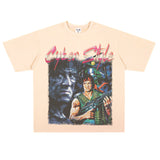 Film Star T Shirt Cotton Short Sleeve Loose Retro American Design T-shirt Men