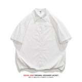 Men Shirts Summer Pure Cotton Solid Color White Shirt Men Baggy Coat