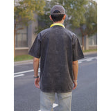 Basket Ball Star T Shirt Washed Distressed Printed T-shirt Short Sleeve Loose Retro Cotton