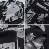 Men Shirts Short Sleeve Printed Shirt Loose Casual Shirt Coat