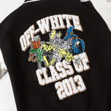 Off White Jacket Spring Autumn OW Witch Group Towel Embroidered Baseball Jacket Jacket