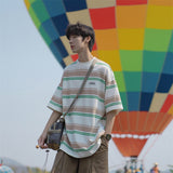 Mariner Shirt Japanese-Style Retro Summer Boy's Short Sleeve T-shirt Striped Navy-Striped Shirt