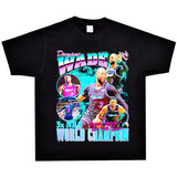 Basket Ball Star T Shirt Basketball Washed Distressed Dwyane Tyrone Wade Short Sleeve Printed T-shirt