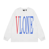 Vlone Sweatshirts Autumn and Winter Blue and Red Big V Letter Crew Neck
