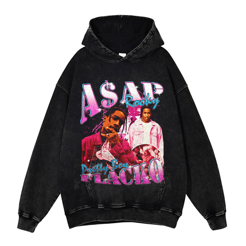 Asap Rocky Hoodie ASAP Rocky Printed Hooded Sweater Vintage Loose Top