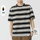 Mariner Shirt Summer Striped Short-Sleeved Shirt Versatile Simple Retro Boys round Neck T-shirt