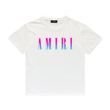 Amiri T Shirt Gradient Letter Flower Casual Hip Hop Short Sleeve T-shirt