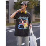 Basket Ball Star T Shirt Basketball Washed Distressed James Harden Printed T-shirt Retro Short Sleeve Cotton