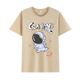 Basketball Sports T Shirt Summer Astronaut Short Sleeve T-Shirt Men And Women Loose