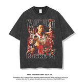 Nba T Shirt Summer Vintage Yao Ming Basketball Printed Short-Sleeved T-shirt American Retro Washed Distressed