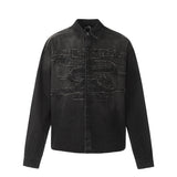 Unisex Denim Jacket Old Patch Embroidered Denim Casual Loose Jacket