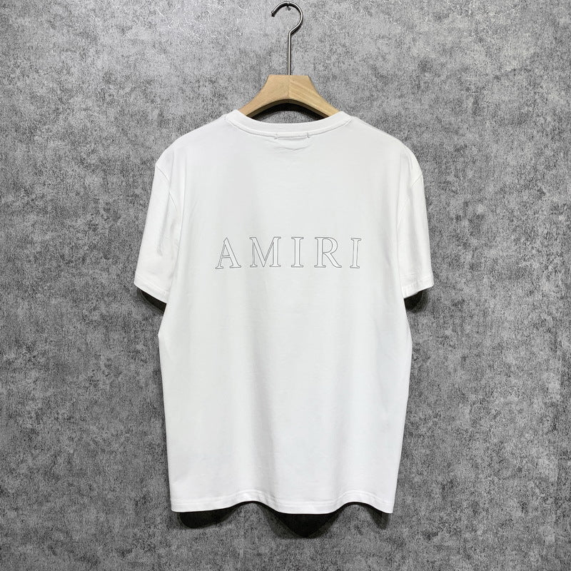 Amiri T Shirt Printed Casual Hip Hop round Neck Short Sleeve T-shirt