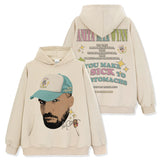 Drake Hoodie Vintage Printed Washed Short Sleeve T-Shirt