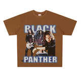 Film Star T Shirt Rock Music Black Panther Band Loose Retro Street Cotton T-shirt Men and Women