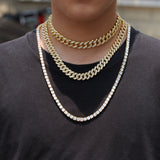 Chains Hip Hop 12MM Copper Inlaid Zircon Cuban Necklace Royalty Spectrum