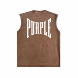 Purple Brand Distressed Tank T Shirts Distressed Sleeveless T-shirt Vest