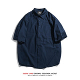 Men Shirts Summer Short Sleeve Shirt Loose-Fitting Versatile Blouse Coat
