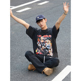 Basket Ball Star T Shirt Damian Lillard Short Sleeve Washed Distressed T-shirt Loose