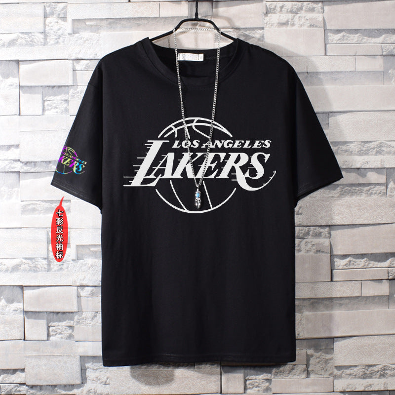 Basketball Sports T Shirt Lakers James No. 23 Kobe No. 24 Short Sleeve T-Shirt Male Letter Loose Student Pure Cotton