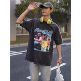 Basket Ball Star T Shirt Basketball Washed Distressed James Harden Printed T-shirt Retro Short Sleeve Cotton