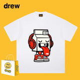 Drew T Shirts Cotton Short Sleeve Cartoon Graffiti