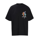 CHH Chrome Heart T Shirts Cross Leather Print Short Sleeve T-Shirt Loose