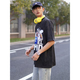 Basket Ball Star T Shirt Basketball Joel Embiid Washed Distressed T-shirt Short Sleeve Loose Retro