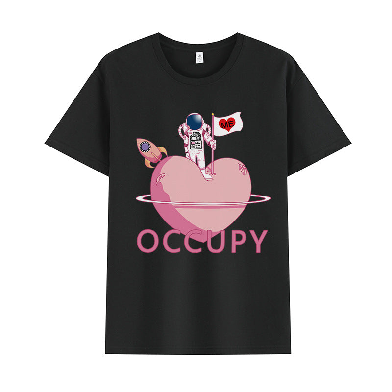 Basketball Sports T Shirt Short Sleeve T-Shirt Male Astronaut Loose Student