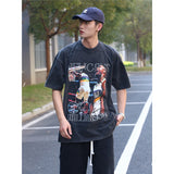 Basket Ball Star T Shirt Wash Distressed T-shirt Retro Short Sleeve