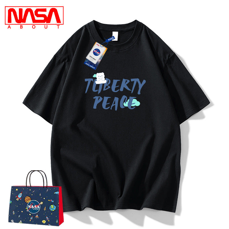 Nasa T Shirt Short Sleeve T-Shirt Men'S Summer Loose Couple Half Sleeve
