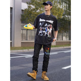 Basket Ball Star T Shirt Basketball Washed Distressed Devin Booker Short Sleeve Loose-Fitting Pure Cotton T-Shirt