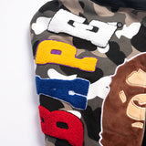 Bathing Ape Hoodie Shark Luminous Camouflage Jacket Men's Autumn and Winter Cardigan Zipper Embroidered Hooded Sweater