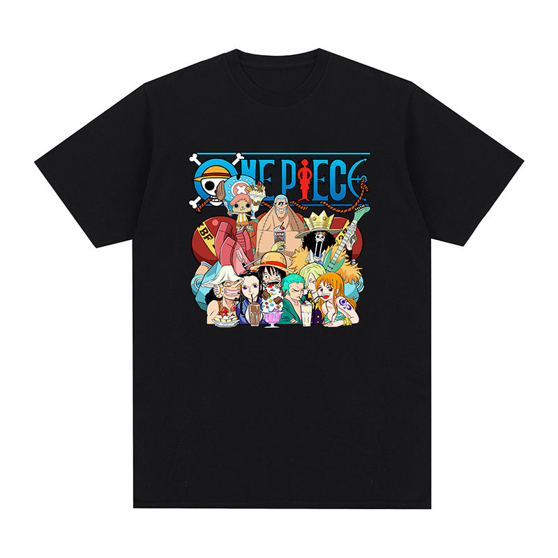 ONE PIECE T-shirt Vintage Cotton Youth Men Retro Oversized