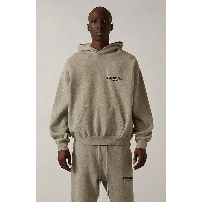 Fog Essentials Hoodie Sweater Black Letters Flocking