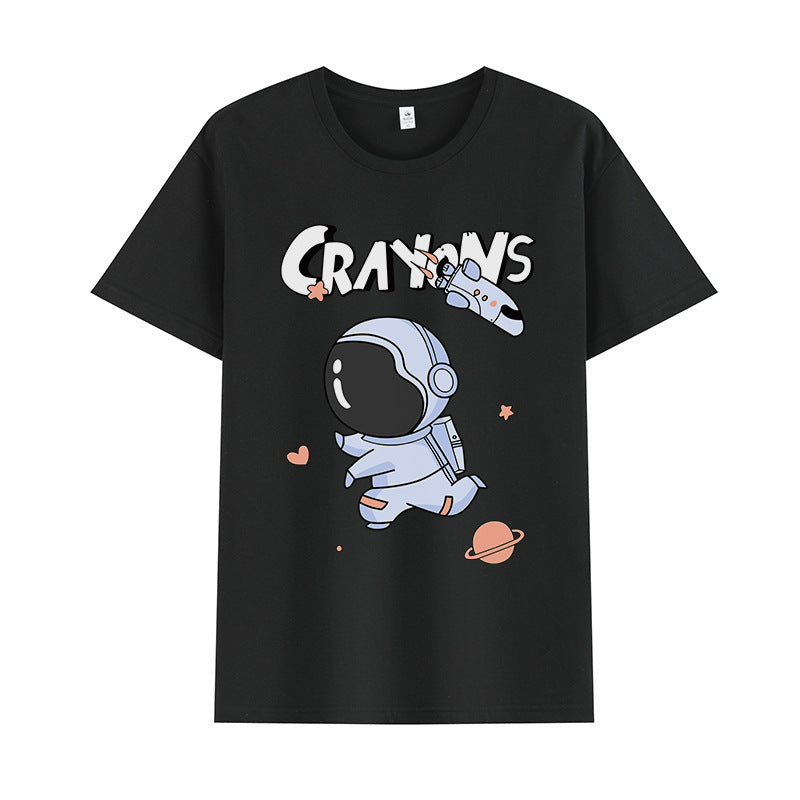 Basketball Sports T Shirt Summer Astronaut Short Sleeve T-Shirt Men And Women Loose