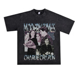 Film Star T Shirt Movie Chaplin Modern Era Loose Retro Street Cotton T-shirt