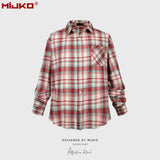 MIJKO Mens Jacket Plaid Jacket Unisex Cityboy