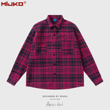 MIJKO Mens Jacket Loose Plaid Jacket Unisex