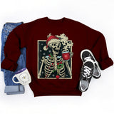 Funny Christmas Skeleton Print Sweatshirt For Women Fashion