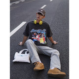 Basket Ball Star T Shirt Basketball Washed Distressed James Harden Printed T-shirt Retro Short Sleeve Cotton